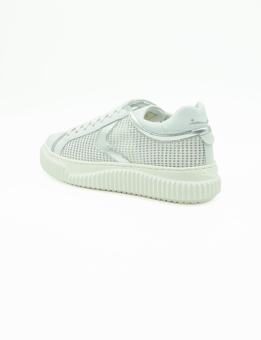 Sneaker Voile Blanche Herika bianca con accenti argento e suola chunky bianca