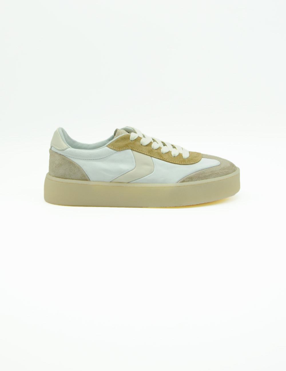 Sneaker Voile Blanche Mind Light Beige, design minimalista asimmetrico bianco-beige