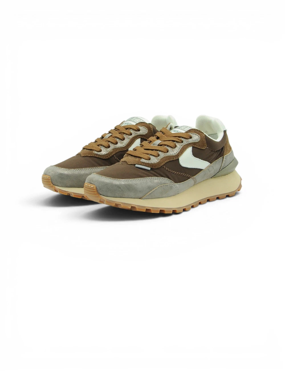Sneaker voile blanche qwark hype woman in morbida pelle scamosciata beige e marrone con logo nike bianco