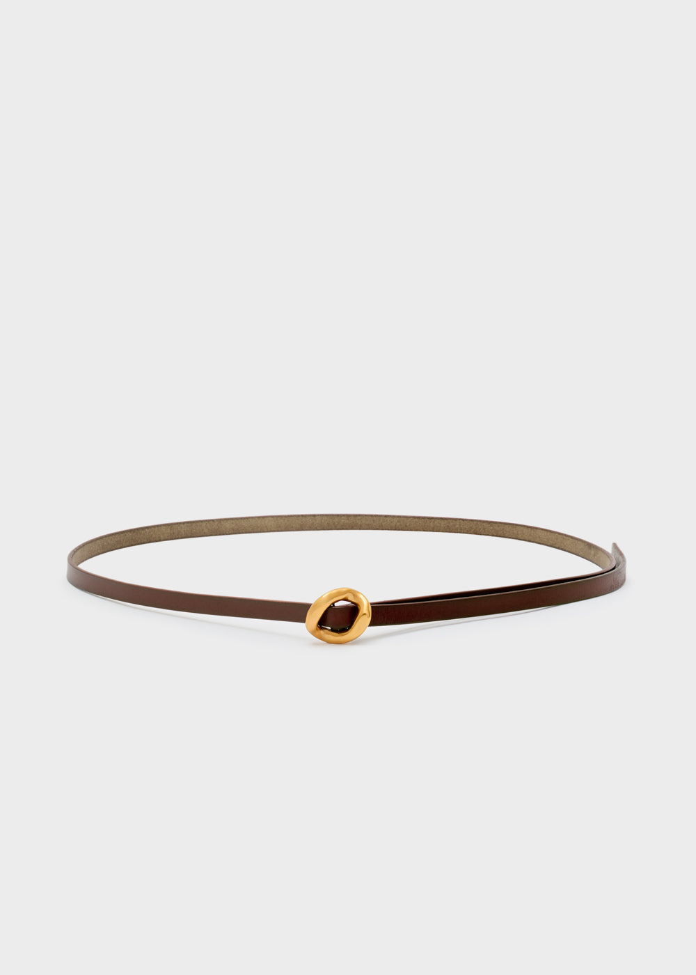 Brown leather belt Nalì Cintura Bea marrone with a gold toned oval buckle for elegant styling