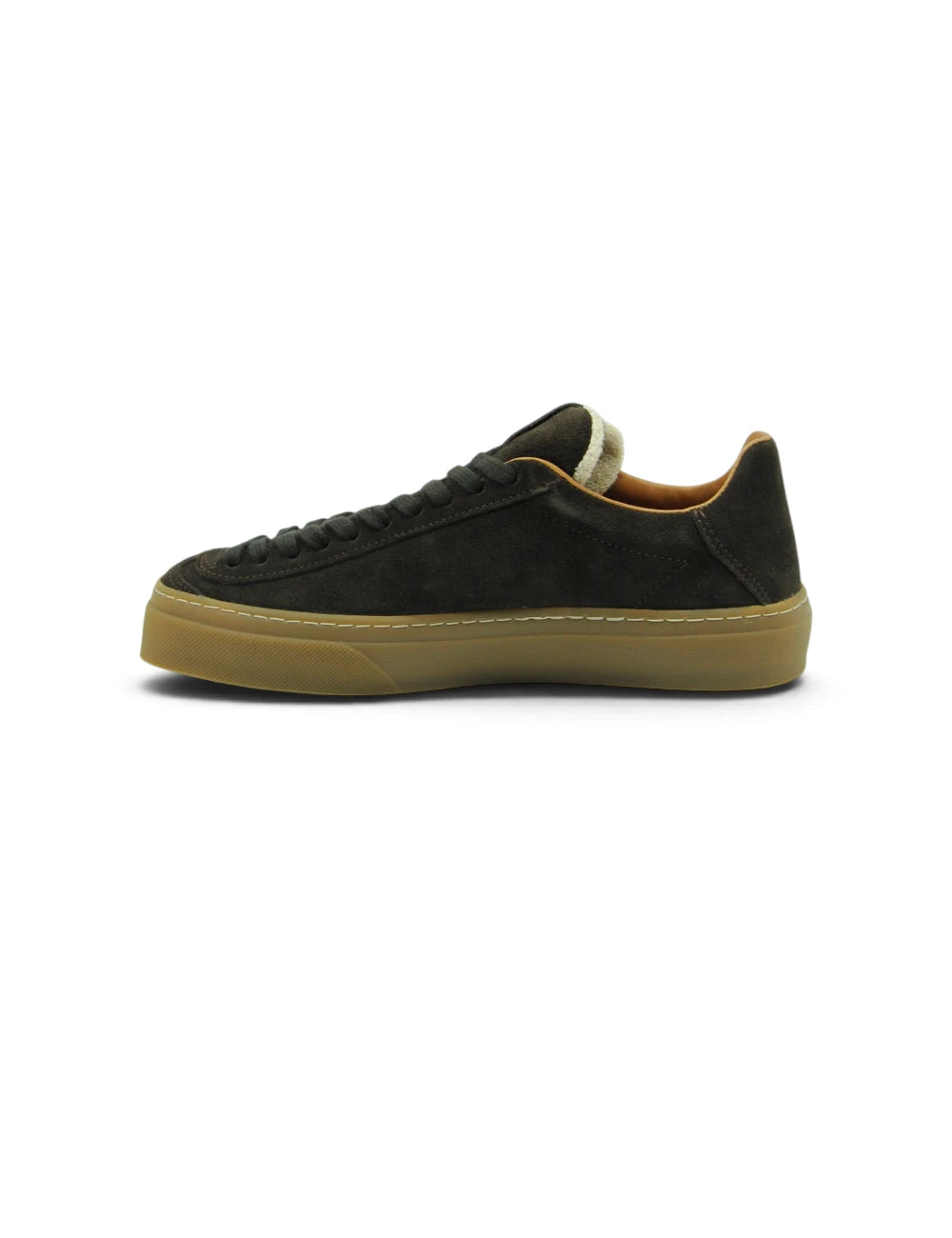 Sneaker aqua alta dark brown in suede nero con suola in gomma marrone chiaro e cuciture a contrasto beige