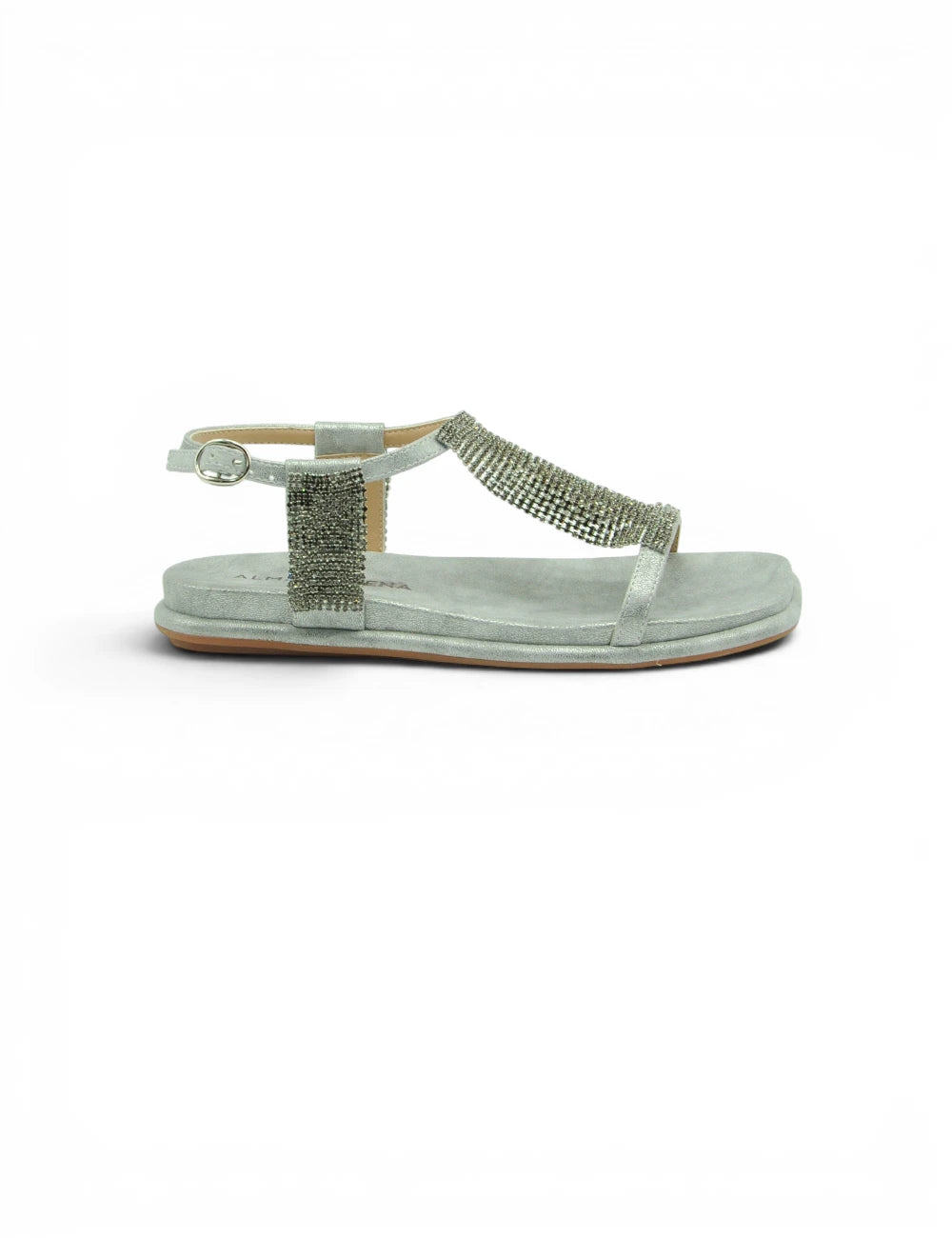 Aloma en pena sandalo silver sandalo t-strap argento con cinturino alla caviglia e dettagli in strass
