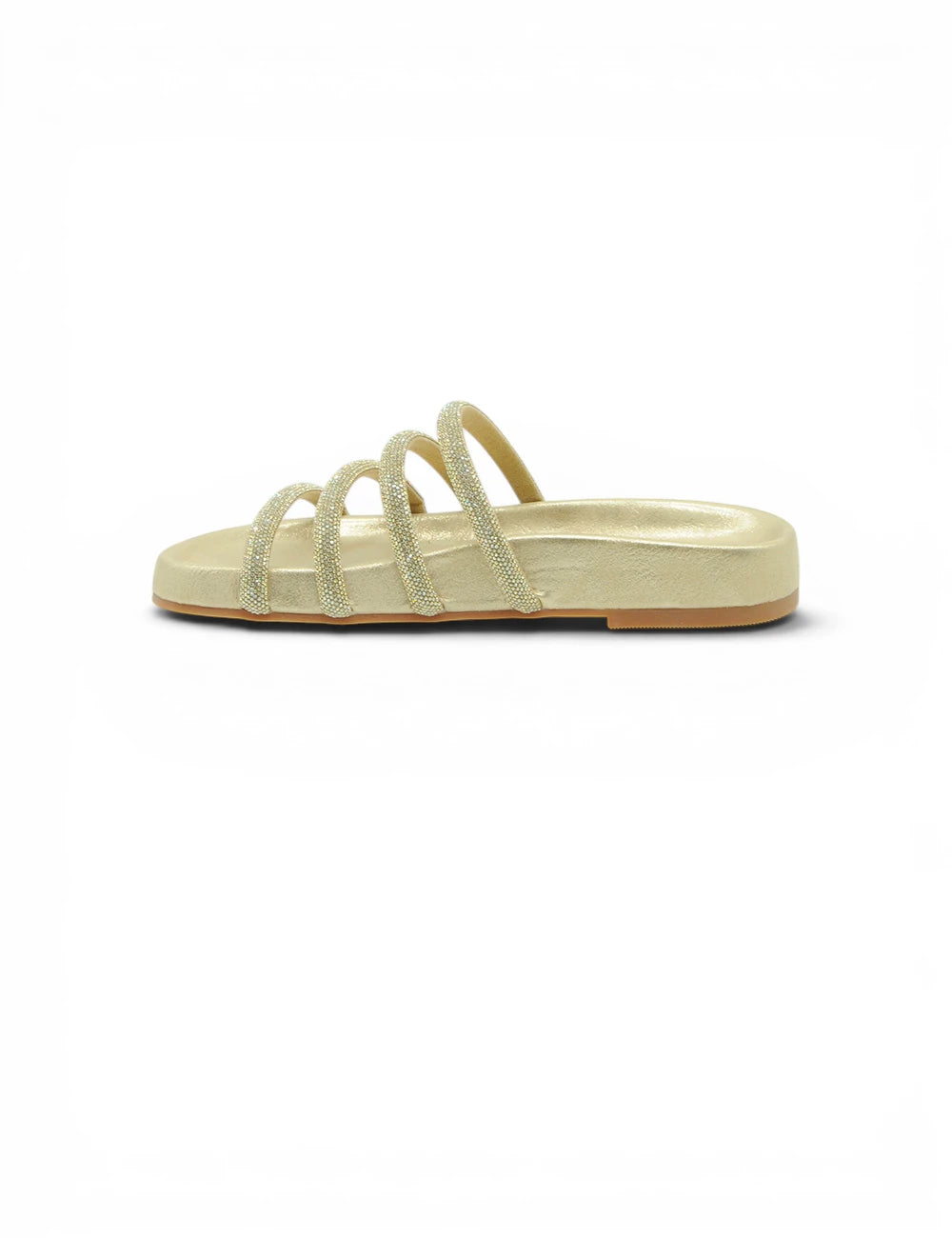 Alma en Pena sandalo gold con fascia glitterata color oro pallido e suola piatta ideale per lestate