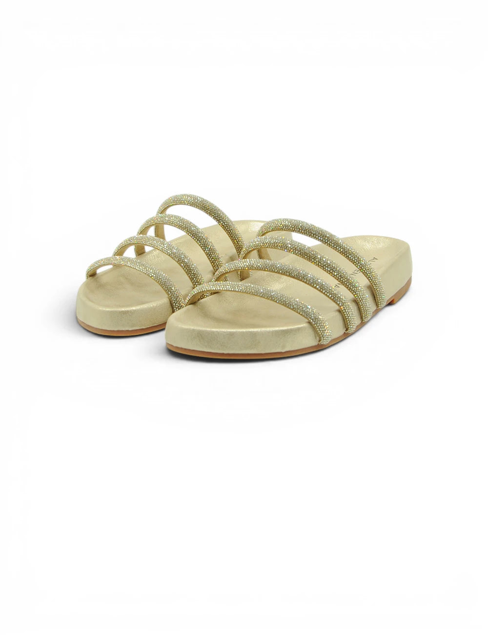 Alma en pena sandalo gold glitterato con cinturino a fascia e suola piatta imbottita per comfort quotidiano