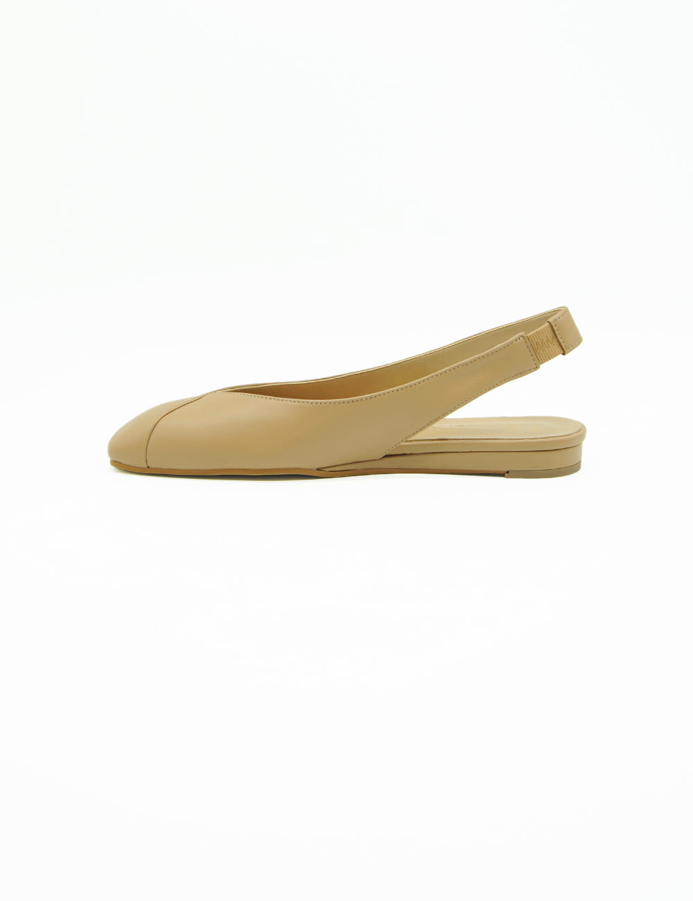 Bianca Di Ballerina slingback camel, beige pelle flat con tacco sottile