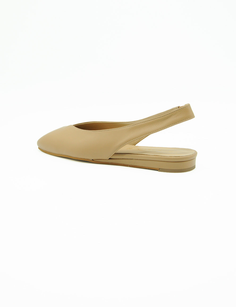 Bianca Di Ballerina slingback camel, beige pelle flat minimalista