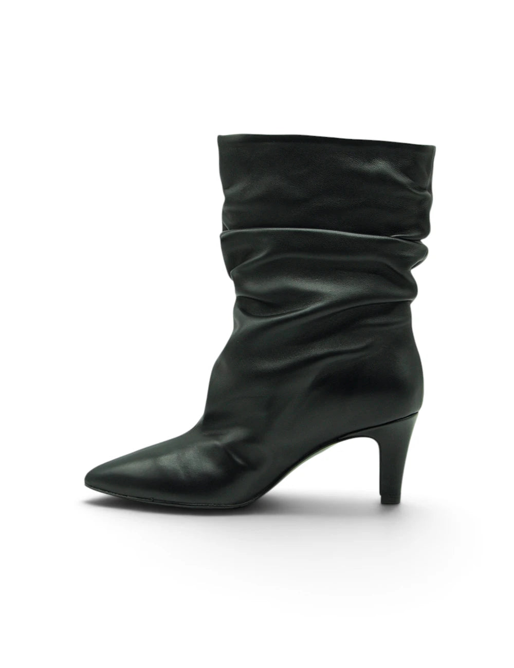 Black leather ankle boot bianca di stivaletto soft nero with pointed toe and crinkled upper