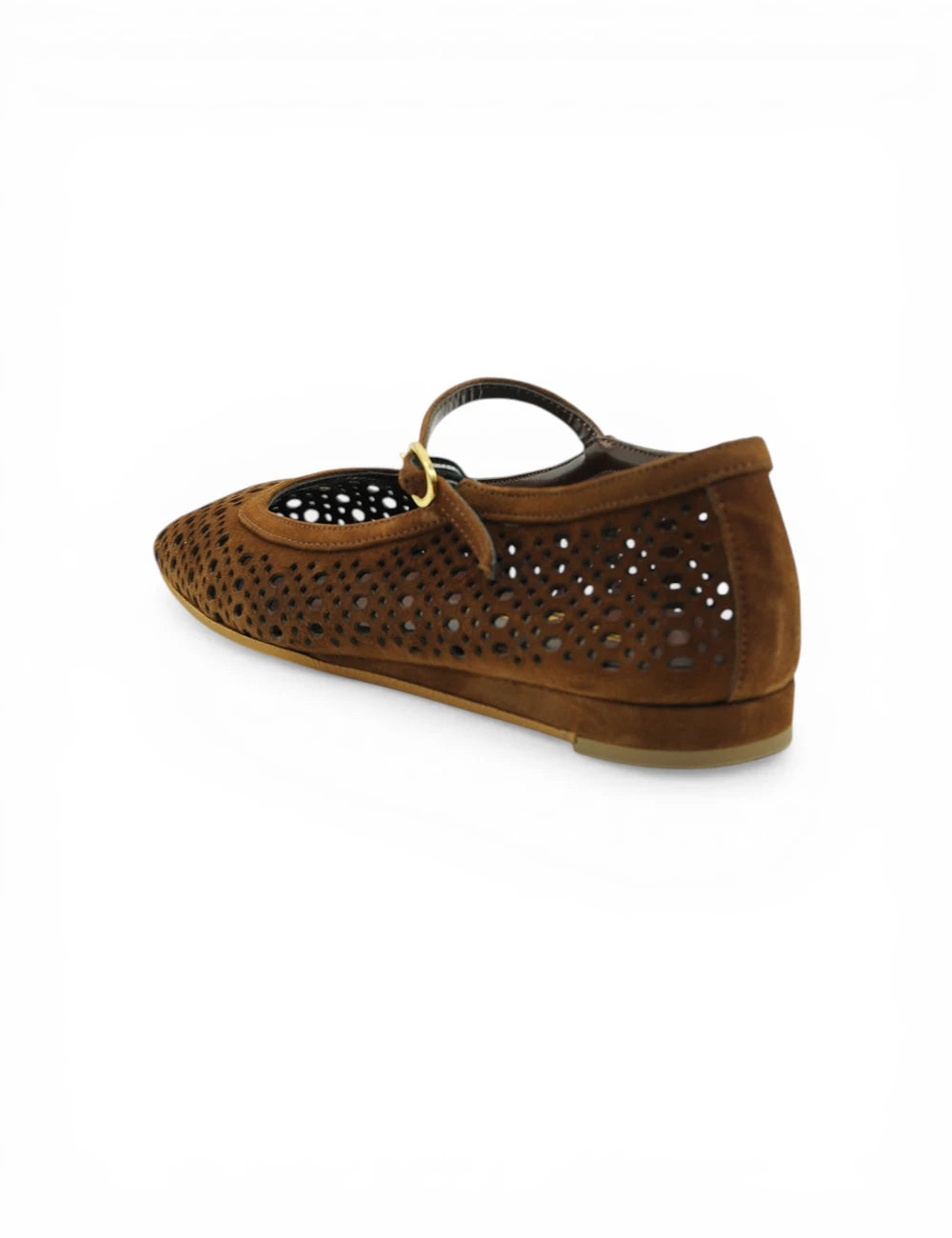 Bianca Di Ballerina Suede Choco: mary jane marrone con fibbia oro