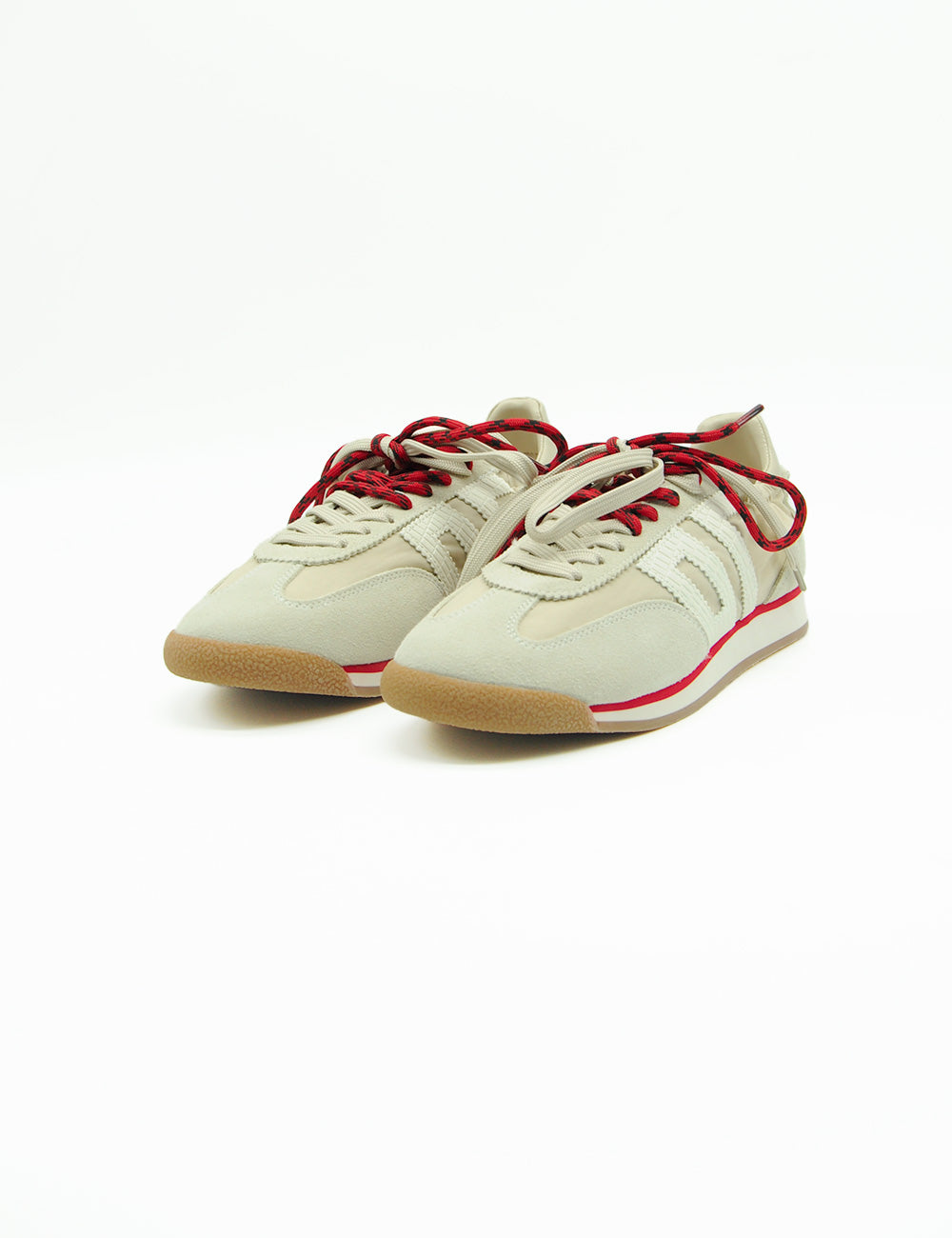 Sneakers Back 70 Rocket Cotton Sand: crema con lacci rossi e striscia laterale rossa, retro
