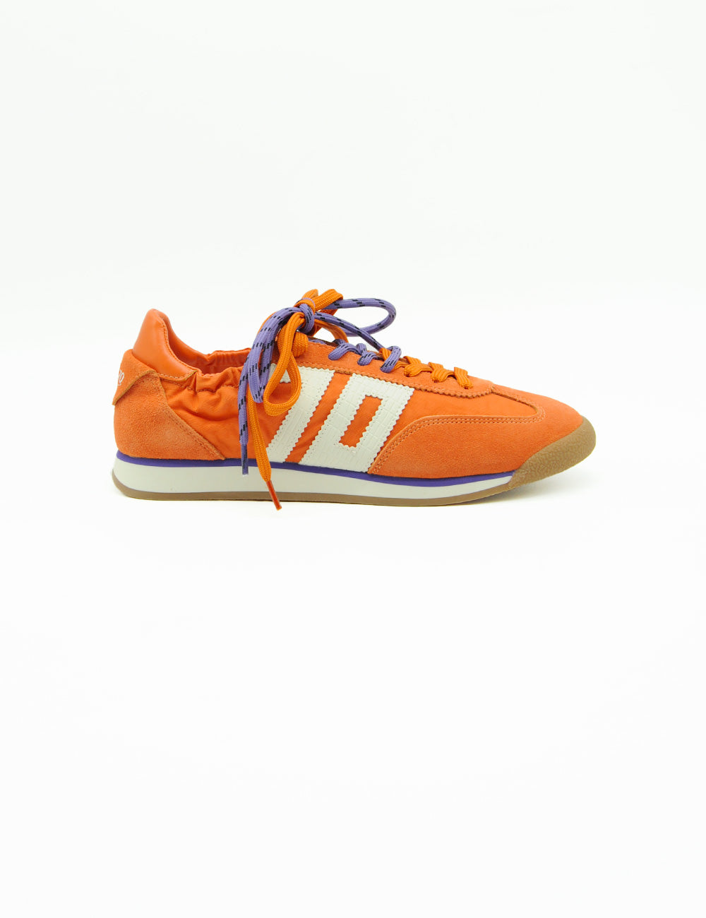 Sneaker Back 70 Rocket Cotton arancione in suede con accenti bianchi e viola