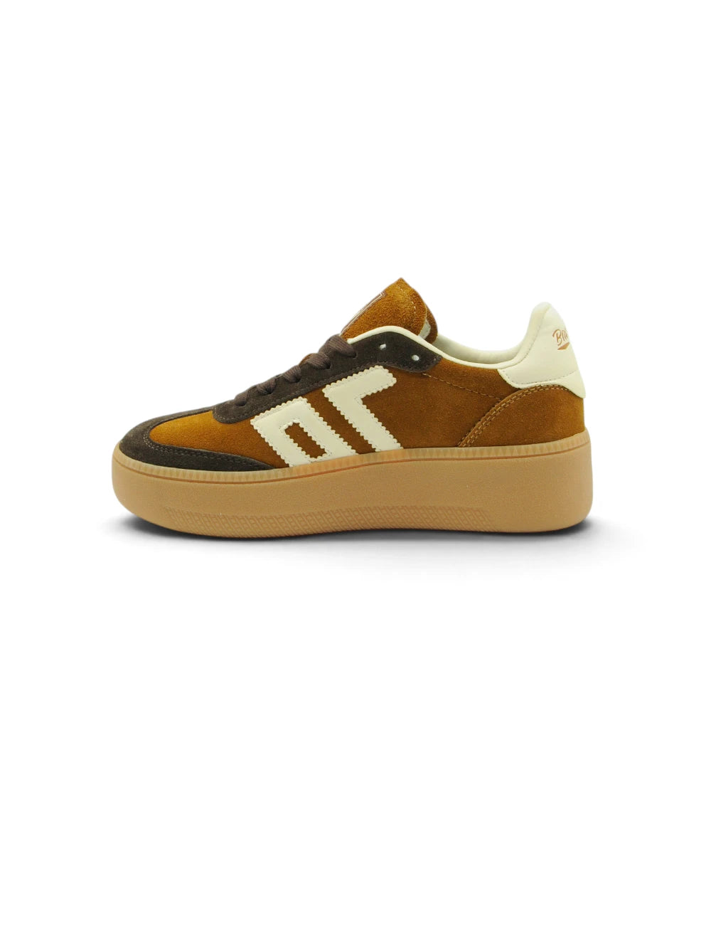 Sneaker low-top back 70 sneakers xxl brown butter in pelle scamosciata marrone e pelle nera con strisce panna e suola gum chunky