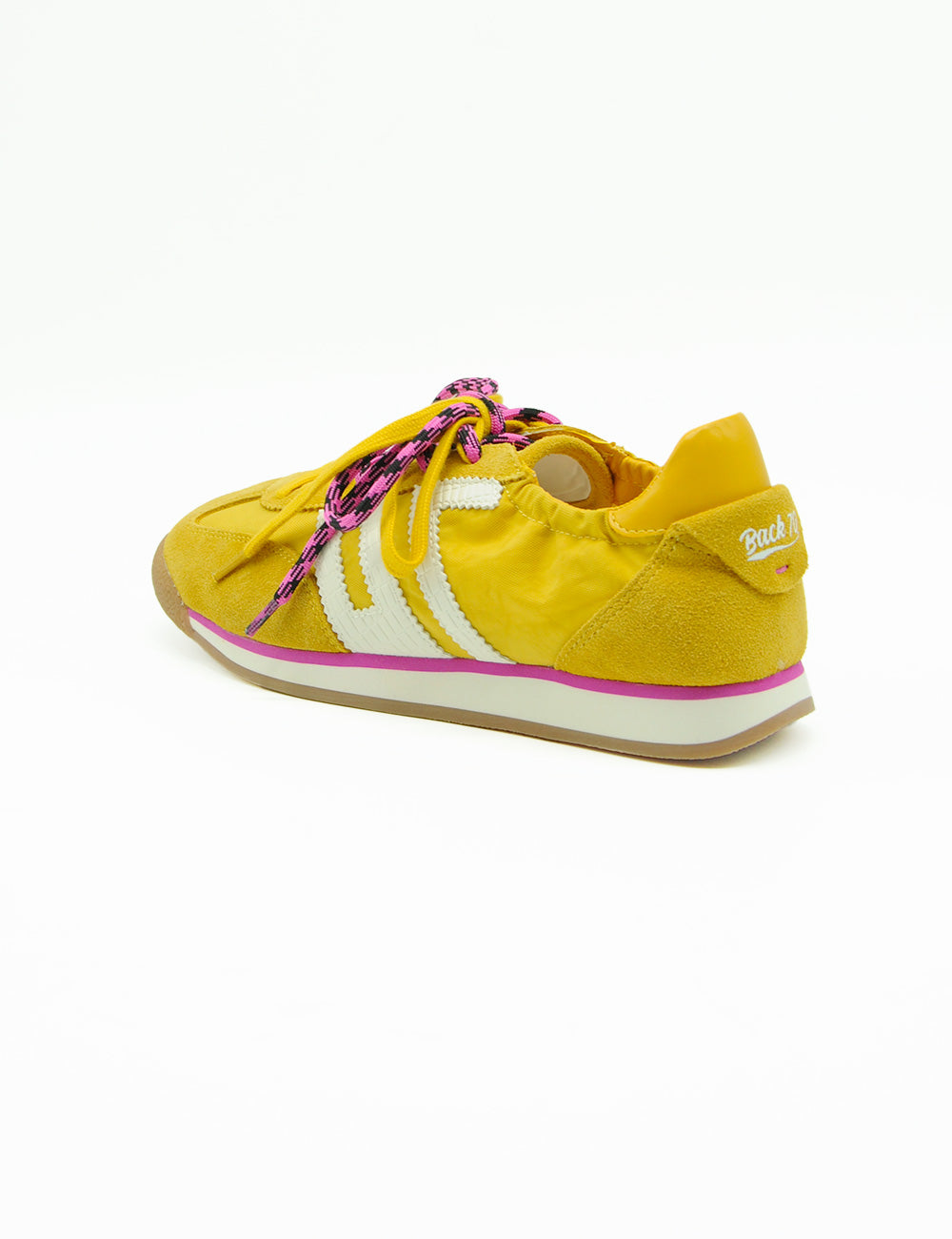 Sneaker Back 70 Rocket Cotton Sun giallo zaffiro con suede giallo, strisce bianche e lacci rosa