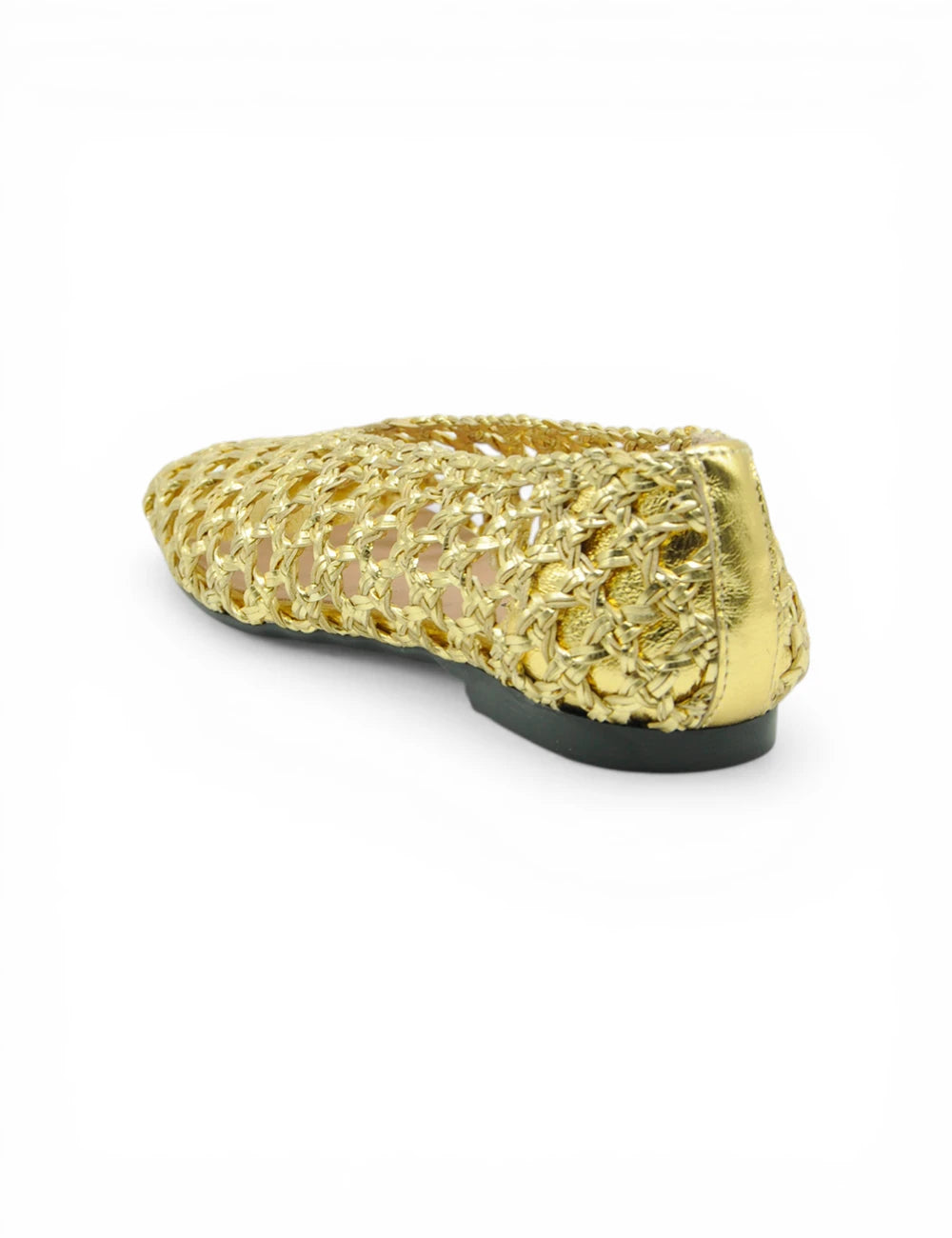Scarpa piatta Carmens Ballerina Maya Plat Gold intrecciata oro suola nera