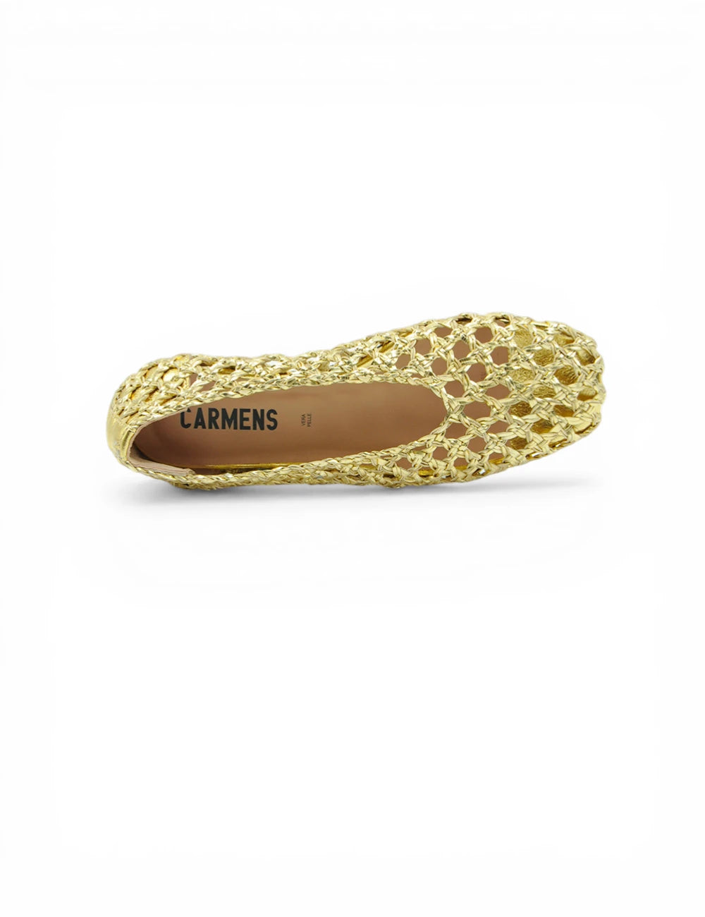 Scarpa Carmens Ballerina Maya Plat Gold, rete dorata intrecciata e openwork