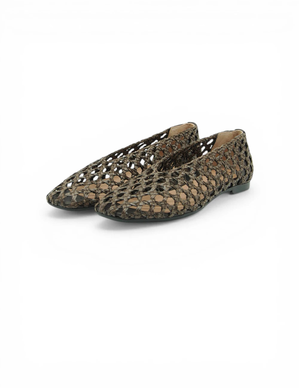 Carmen Ballerina Maya Plat Moro: scarpe marroni intrecciate con tacco basso