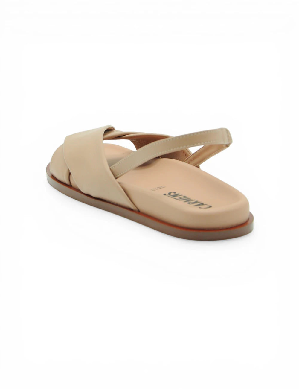 Sandalo Christine Cross Nature, retro beige in suede con suola piana marrone