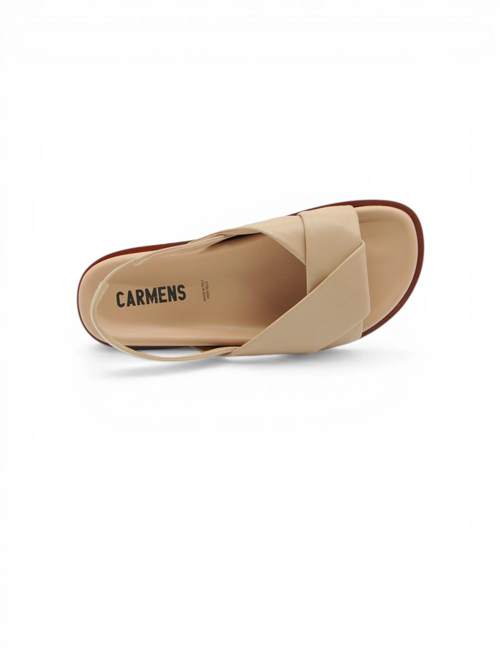 Sandalo Christine Cross Nature in pelle beige con suola marrone e cinghie incrociate