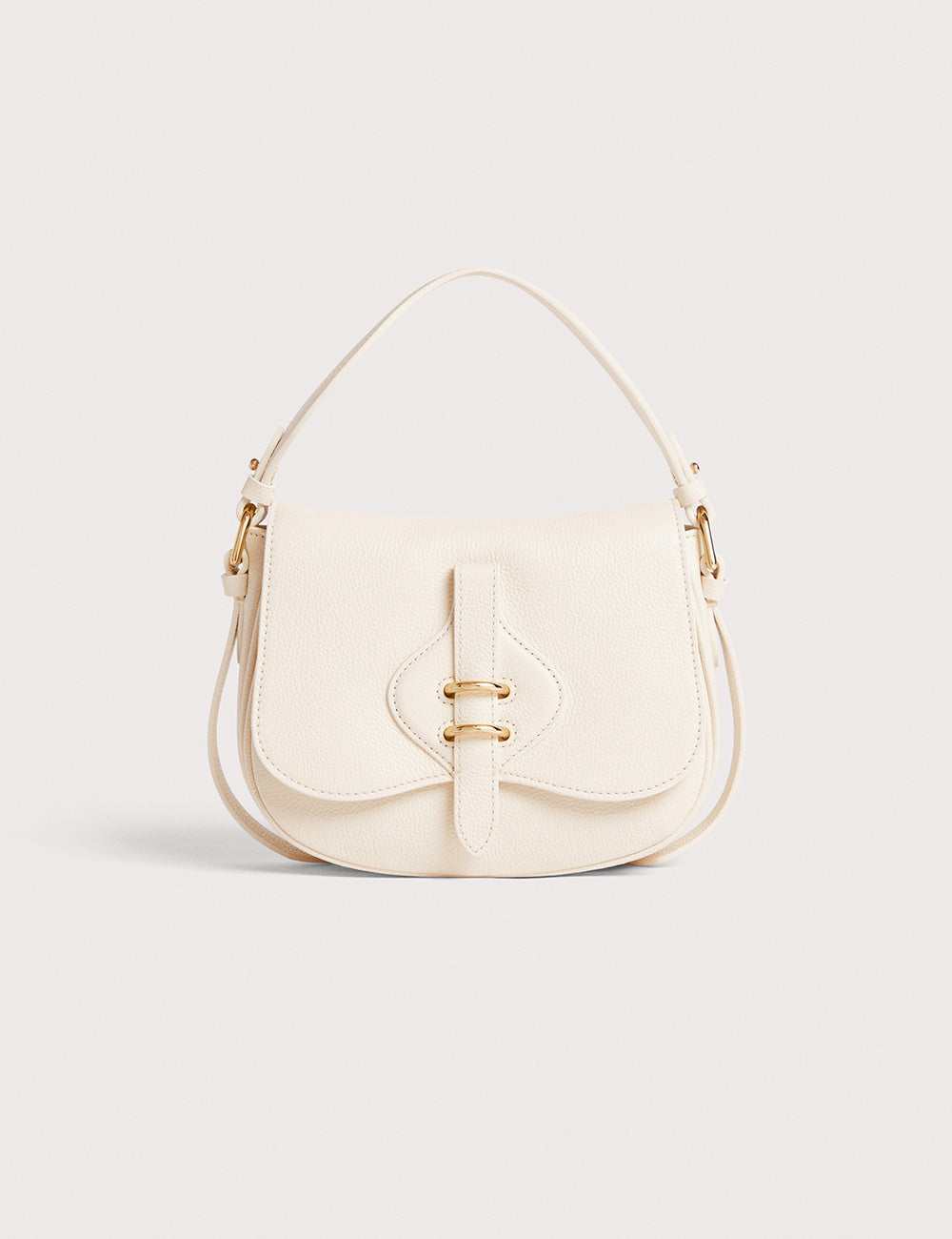Borsa Mavery Small Pearl Coccinelle in pelle color crema con hardware oro e design minimalista
