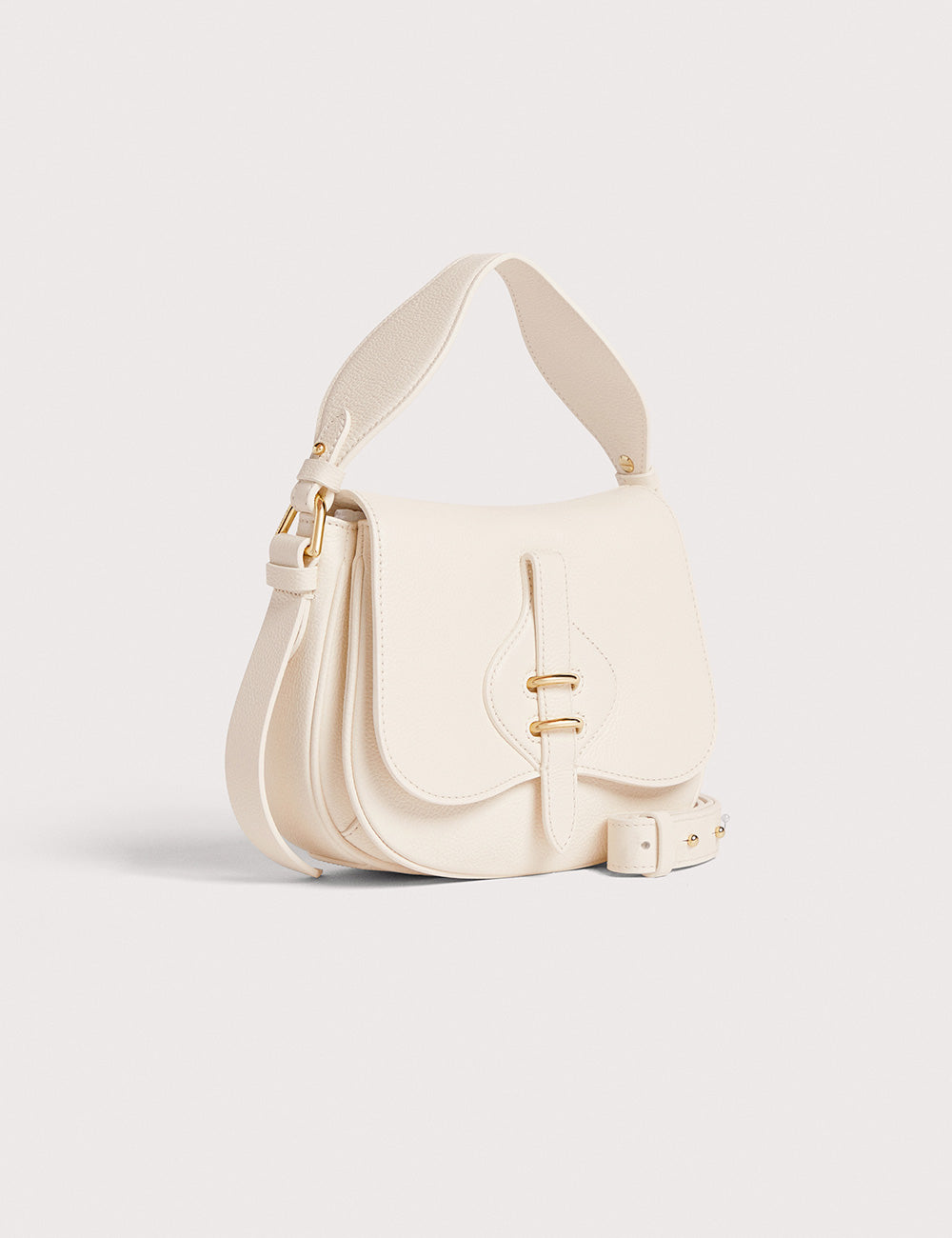 Borsa Coccinelle Mavery Small Pearl in pelle avorio con hardware oro