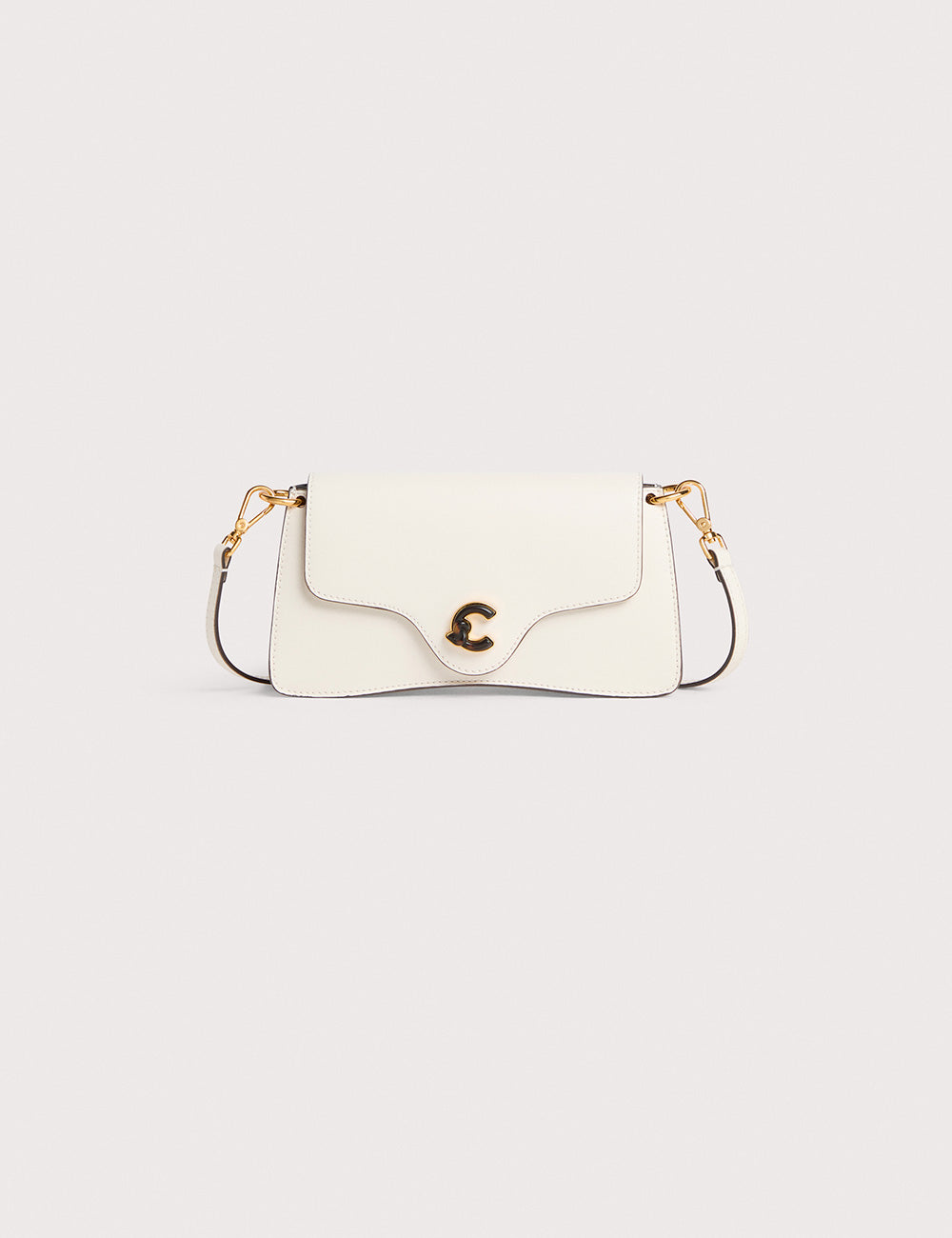Borsa Coccinelle C-Me Small Pearl bianca in pelle con chiusura C dorata
