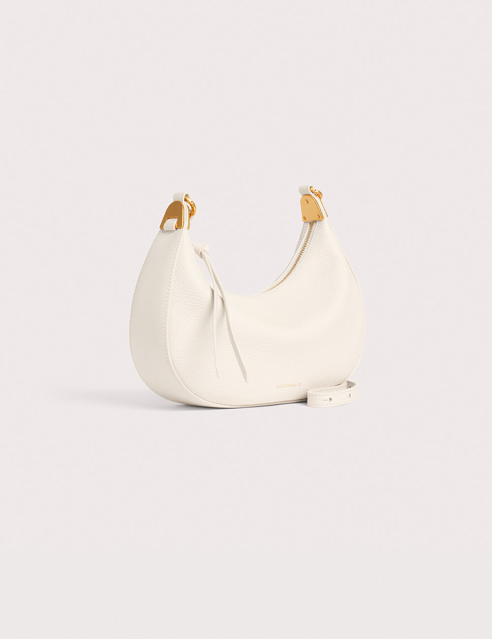 Borsa hobo Coccinelle Fujiko Pearl in pelle bianca con hardware oro