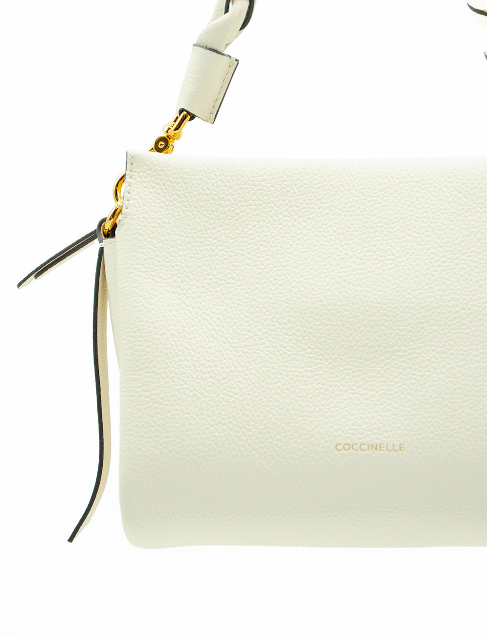 Borsa Coccinelle Boheme Small Pearl in pelle bianca con hardware oro