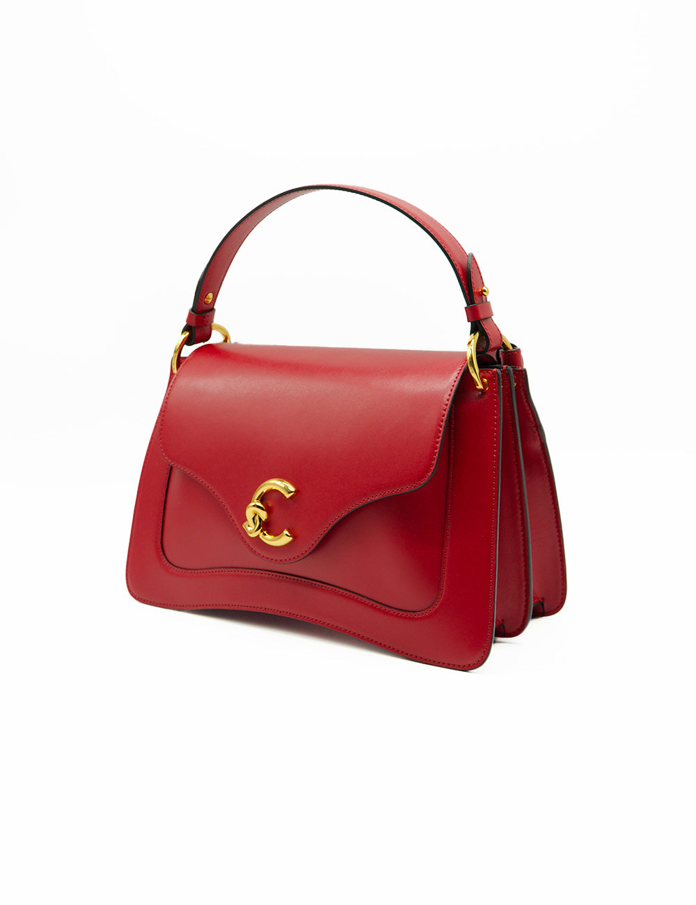 Borsa in pelle rossa Coccinelle C-Me Medium Scarlet con chiusura cc oro e manico superiore