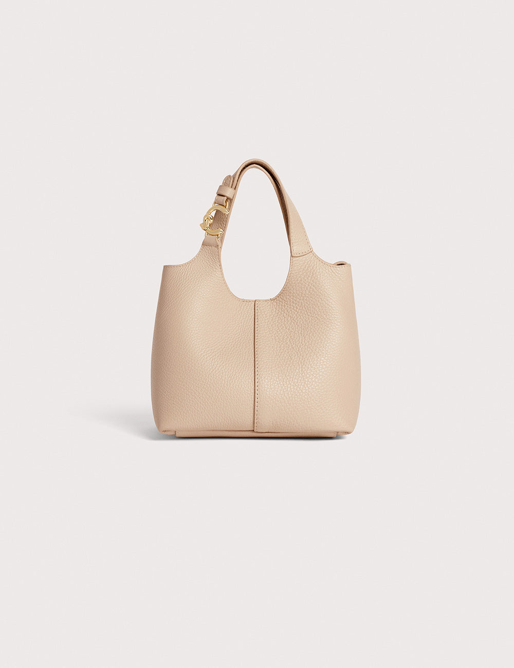 Borsa hobo in pelle beige testurizzata con hardware oro Coccinelle C-Easy Small Sandshell