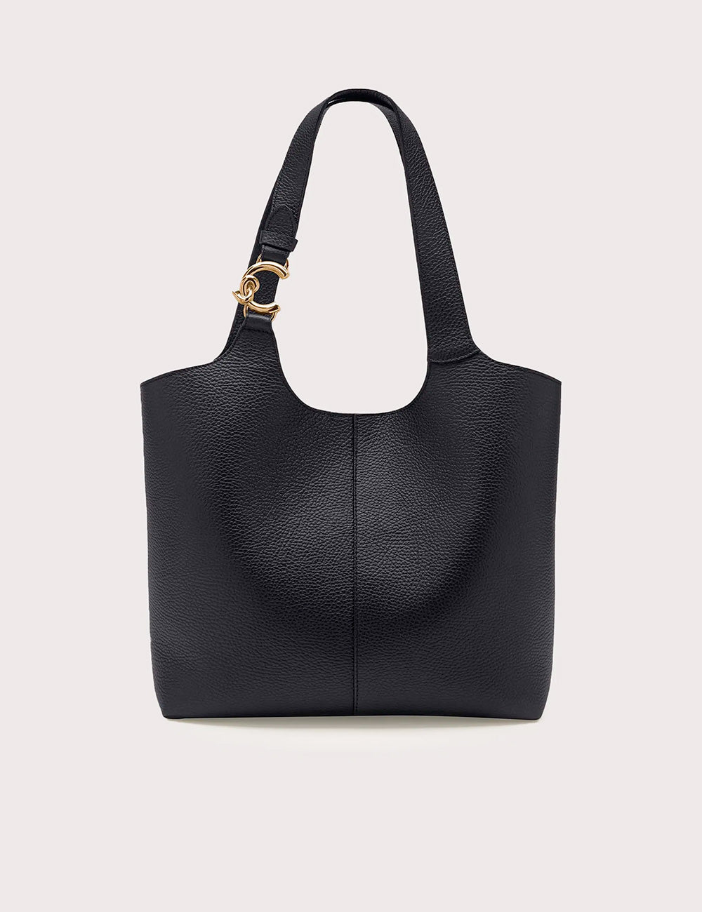 Black pebbled leather tote bag coccinelle c-easy large noir with gold-tone cc logo hardware