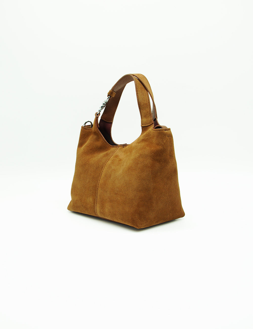 Borsa hobo in suede color cognac Coccinelle C-Easy Small con manico superiore e hardware metallico