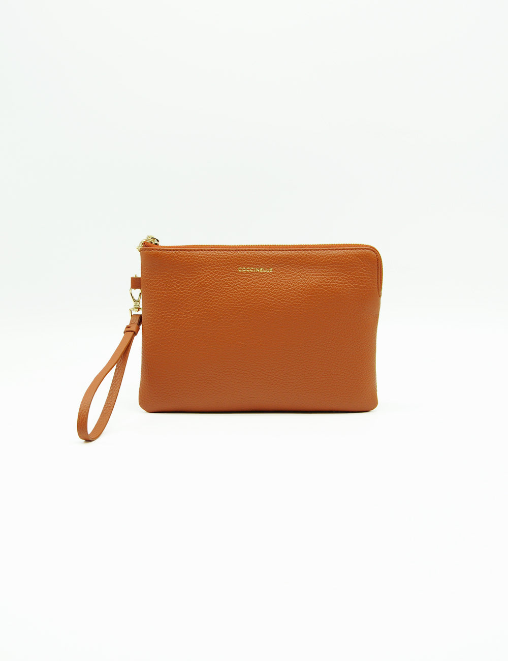 Coccinelle C-Me Softy Medium Crab in pelle caramello lucida con cerniera oro