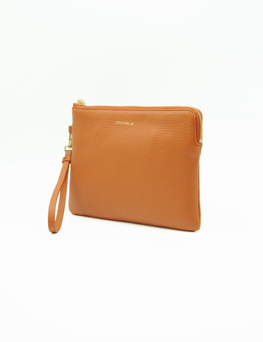 Portafoglio polso Coccinelle C-Me Softy Medium Crab in pelle scamosciata beige con zip oro