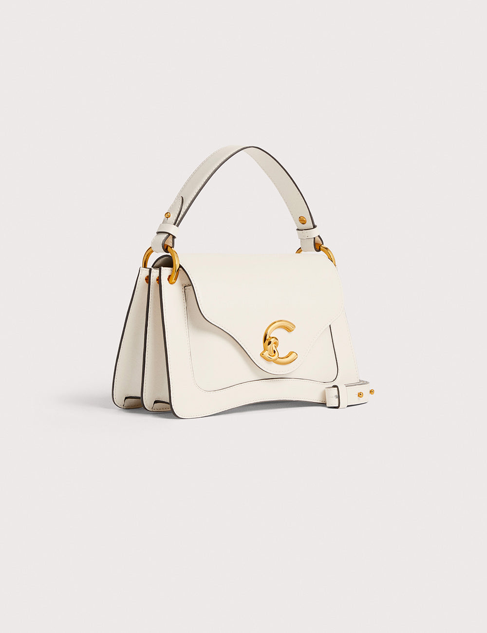 Borsa Coccinelle C-Me Pearl in pelle bianca con chiusura C dorata