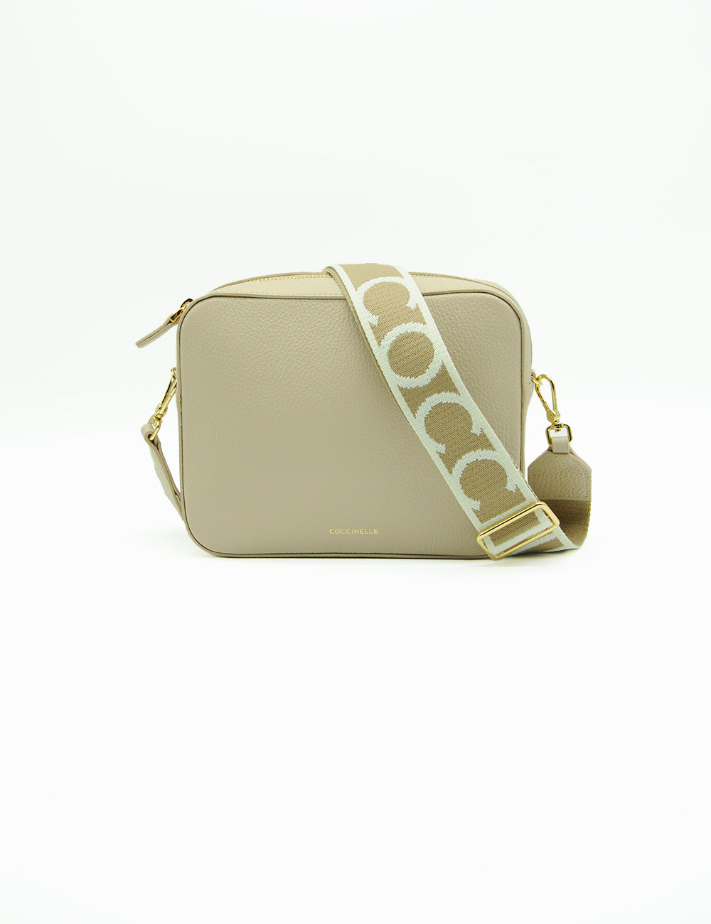 Borsa tracolla Coccinelle Tracolla Tebe Sandshell in pelle beige testurizzata