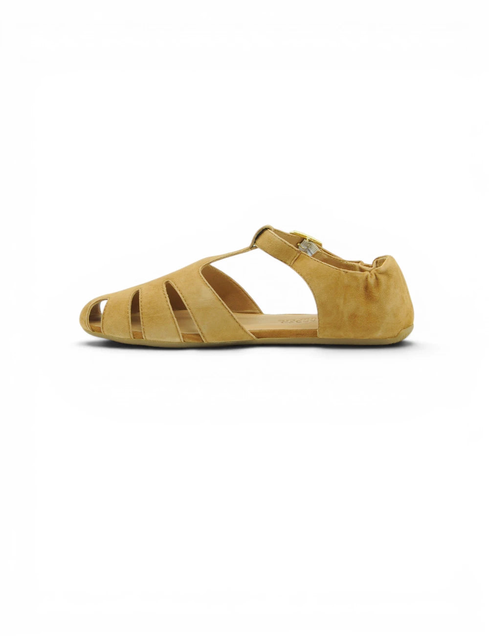 Sandalio candice cooper dandy brown in pelle scamosciata gialla senape con cinturino alla caviglia regolabile