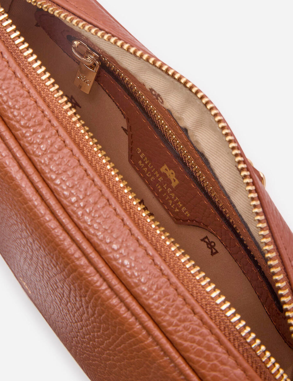 Borsa a tracolla mini Cuoieria Fiorentina in velluto caramel con pelle tan testurizzata