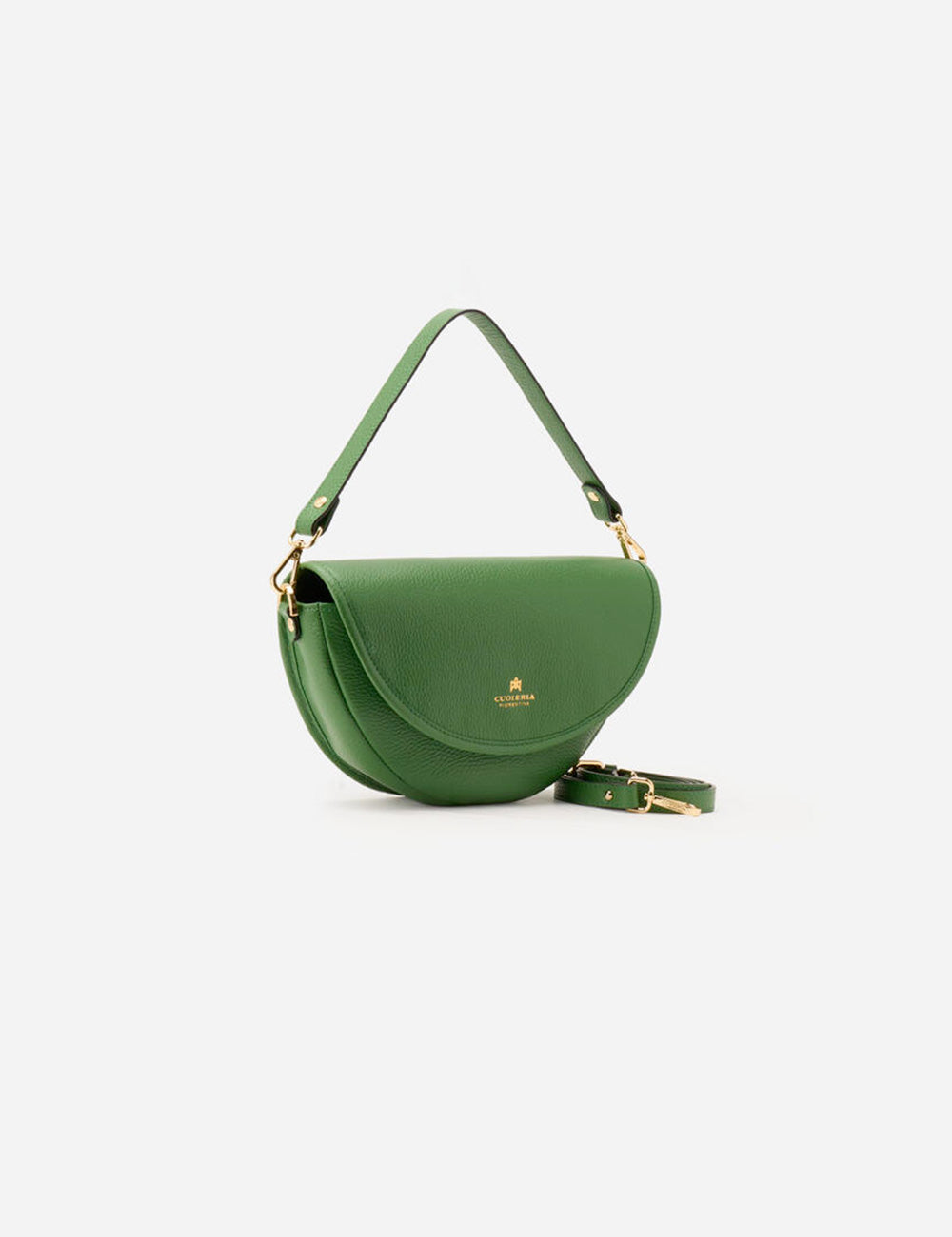 Borsa Cuoieria Fiorentina Dora Small in pelle verde aloe, design minimalista curvo
