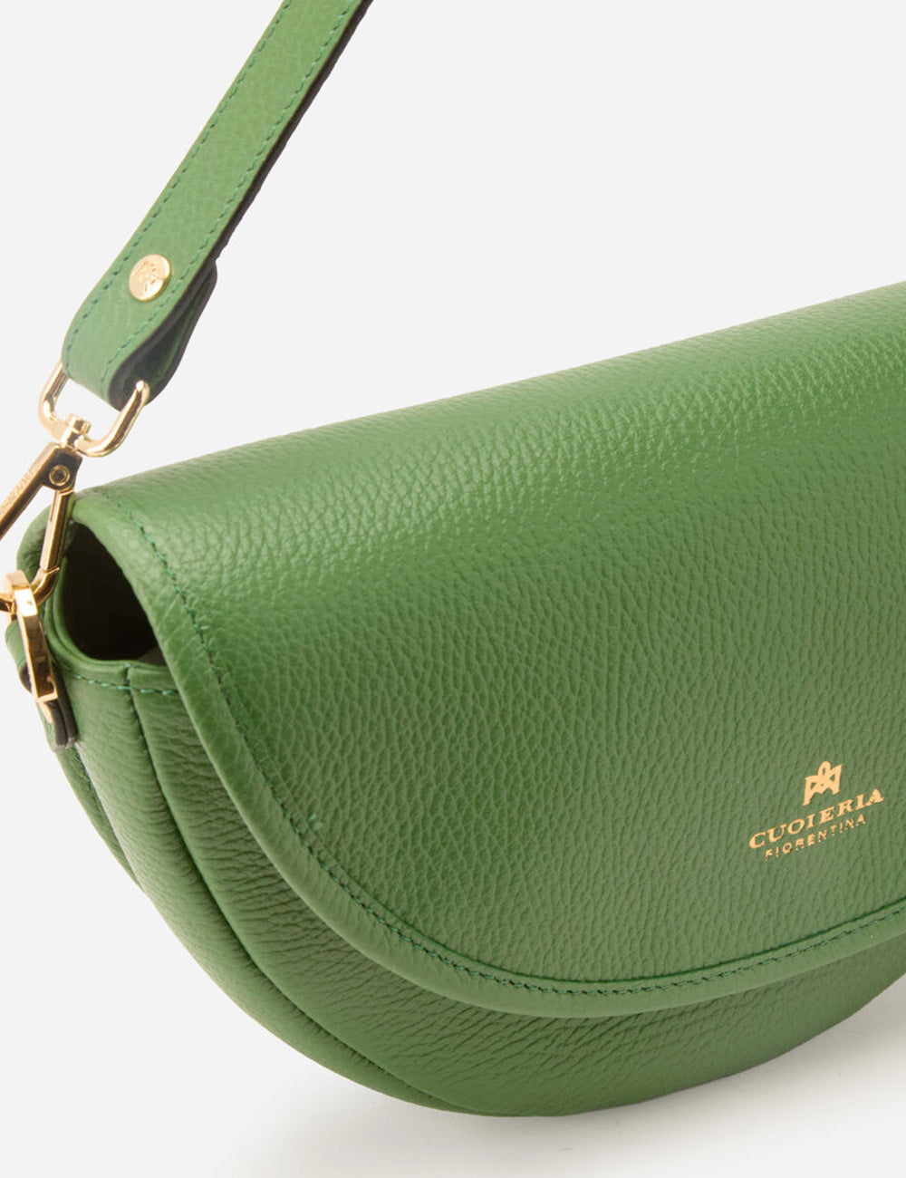Borsa crossbody Cuoieria Fiorentina Dora Small Aloe in pelle verde ciottoli con hardware dorato