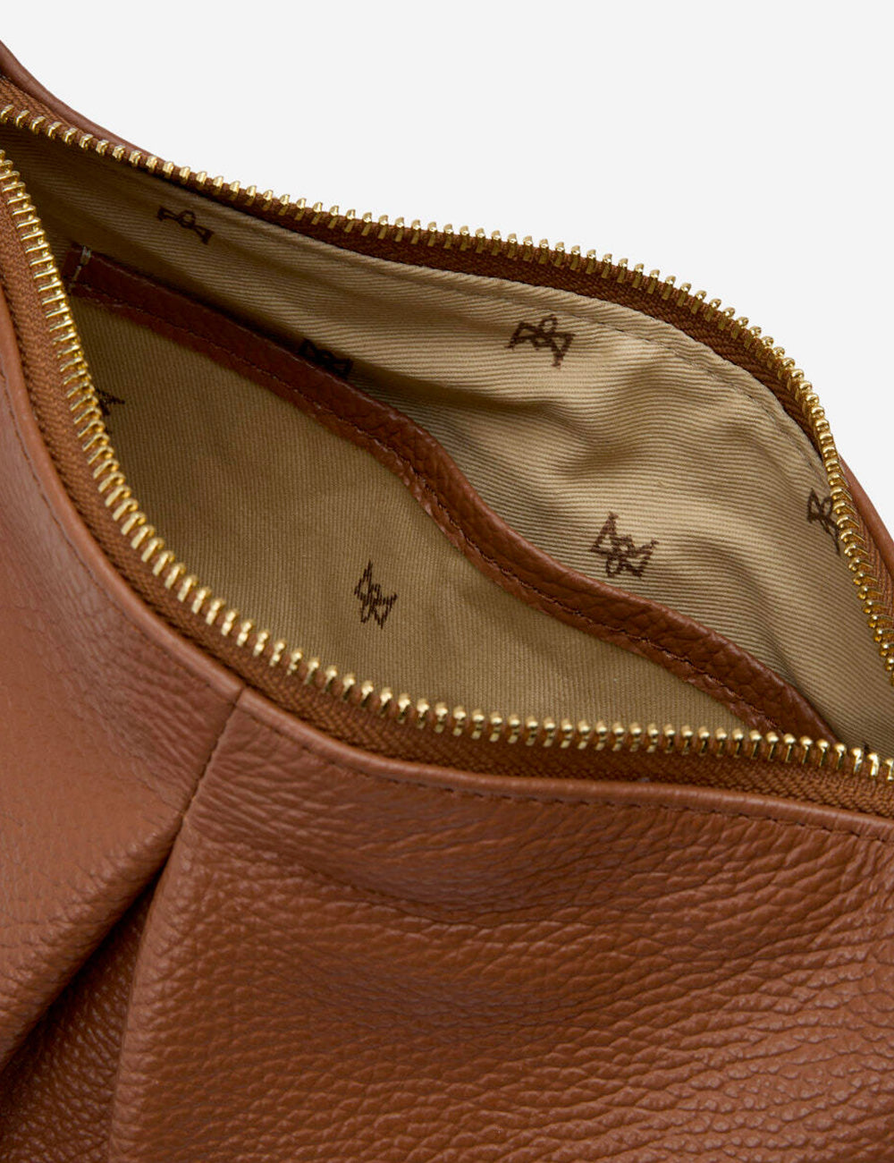 Borsa a tracolla mini Cuoieria Fiorentina Folk Caramel in pelle color caramello con zip dorata e fodera logo