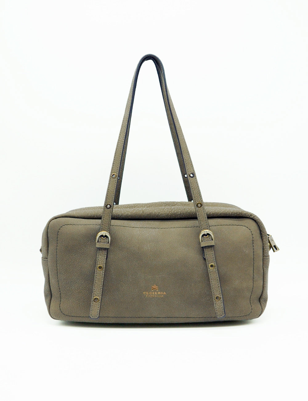 Borsa spalla in pelle verde oliva Baulotto Large Eva Bosco Cuoieria Fiorentina