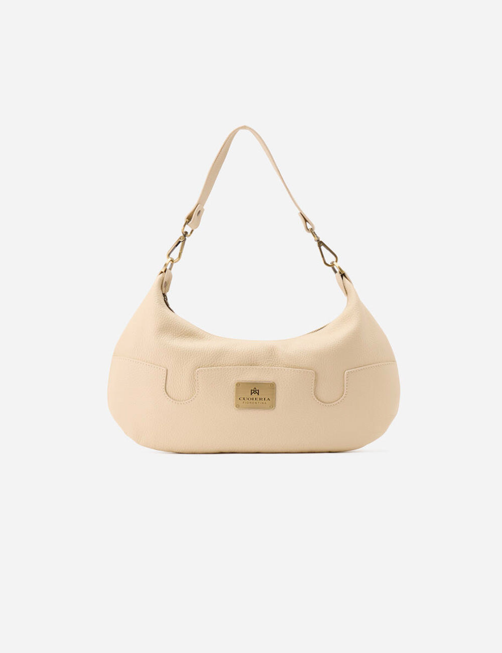 Borsa hobo grande Bella Prosecco Cuoieria Fiorentina in pelle color crema