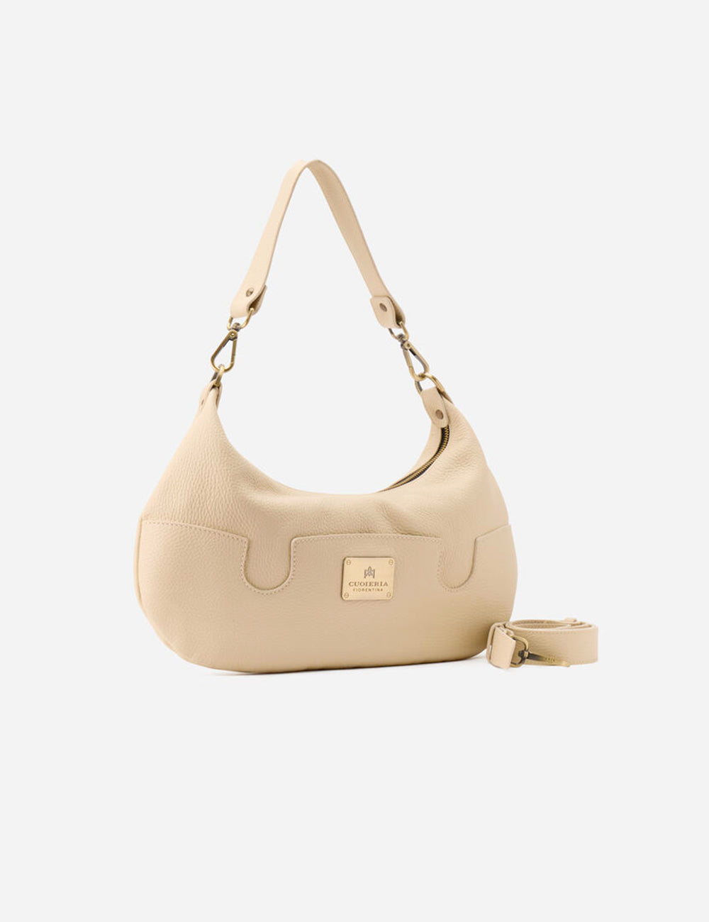Borsa hobo grande Bella Prosecco Cuoieria Fiorentina in pelle beige