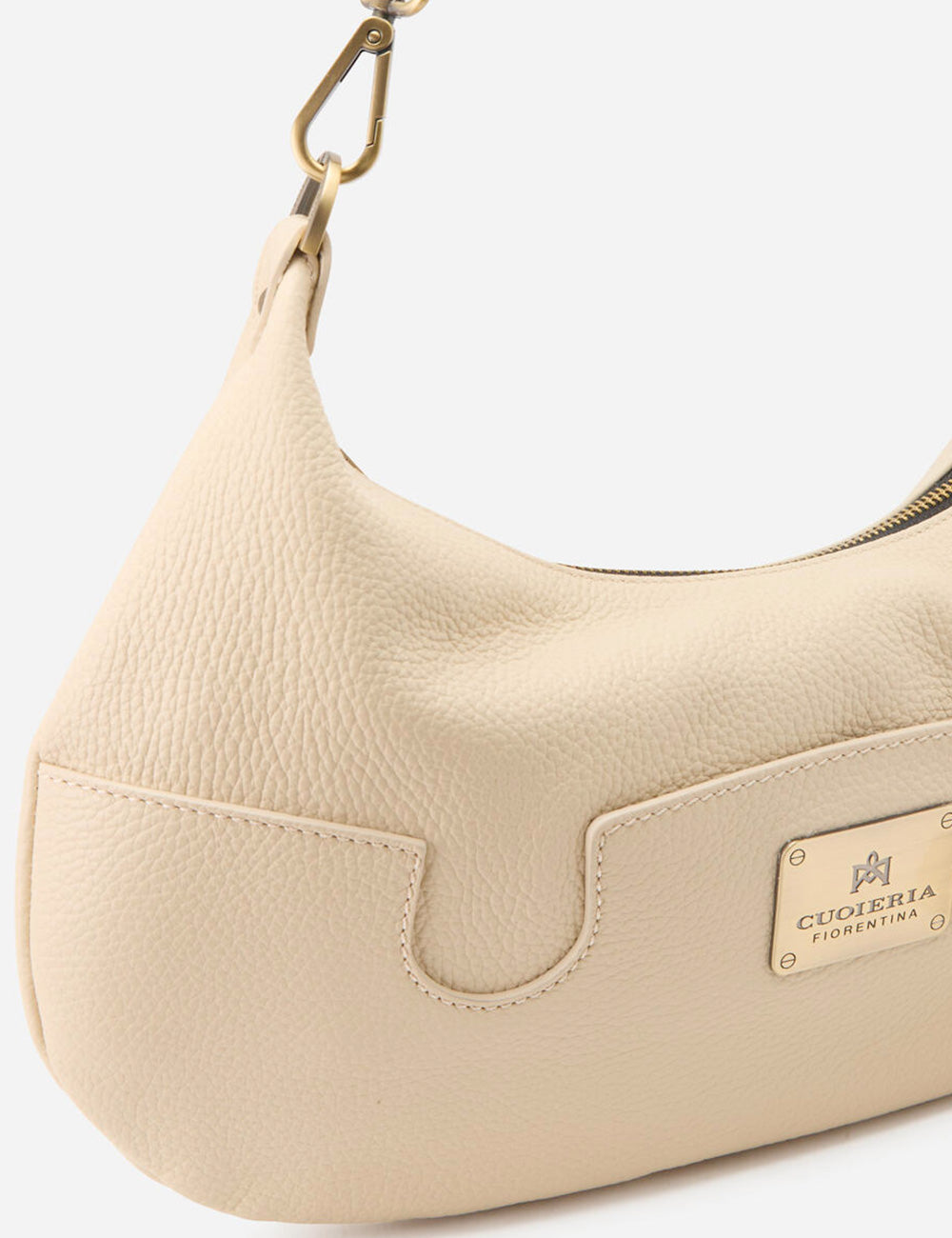 Borsa hobo grande Bella Prosecco Cuoieria Fiorentina in pelle color prosecco