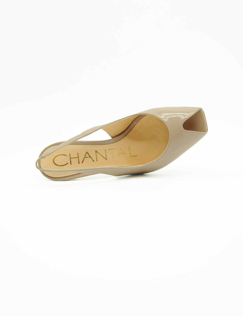 Sandalo slingback Chantal Sabbia beige vernice peep-toe retro