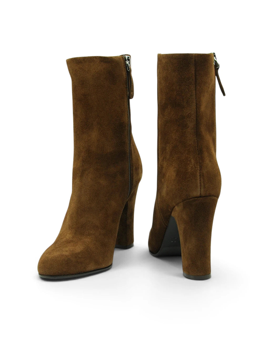 Brown suede ankle boots chantal stivaletto birra with chunky heel and zipper closure