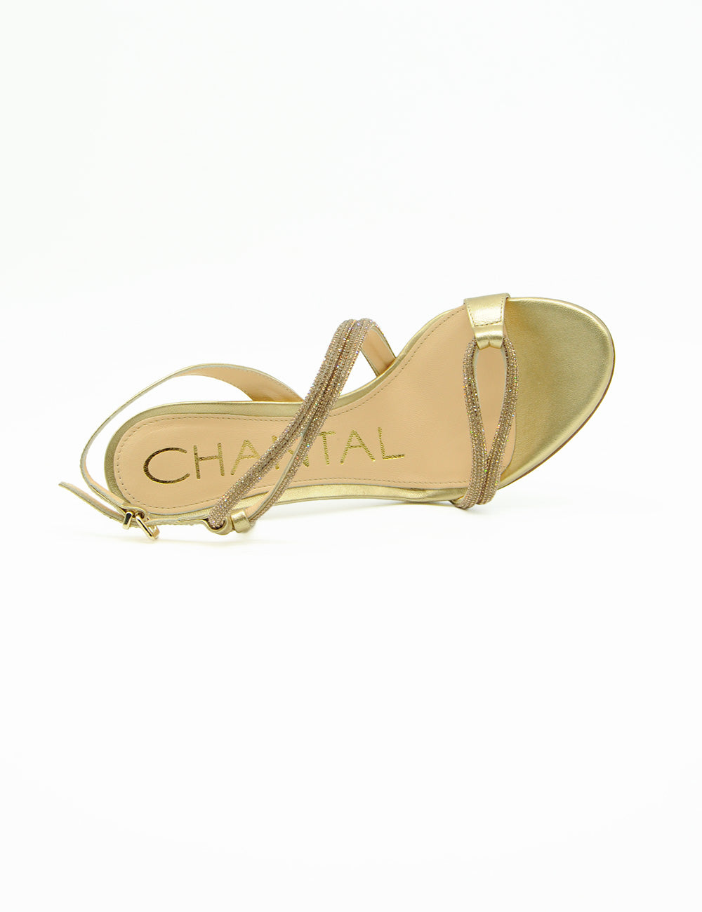 Sandalo Chantal Satin Oro, strappy oro metallico con Chantal sullinsole