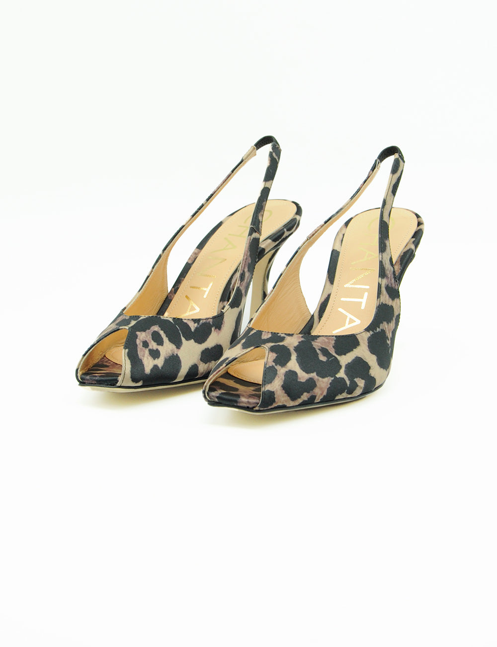 Sandali slingback Chantal Leo con stampa leopard e punta open-toe
