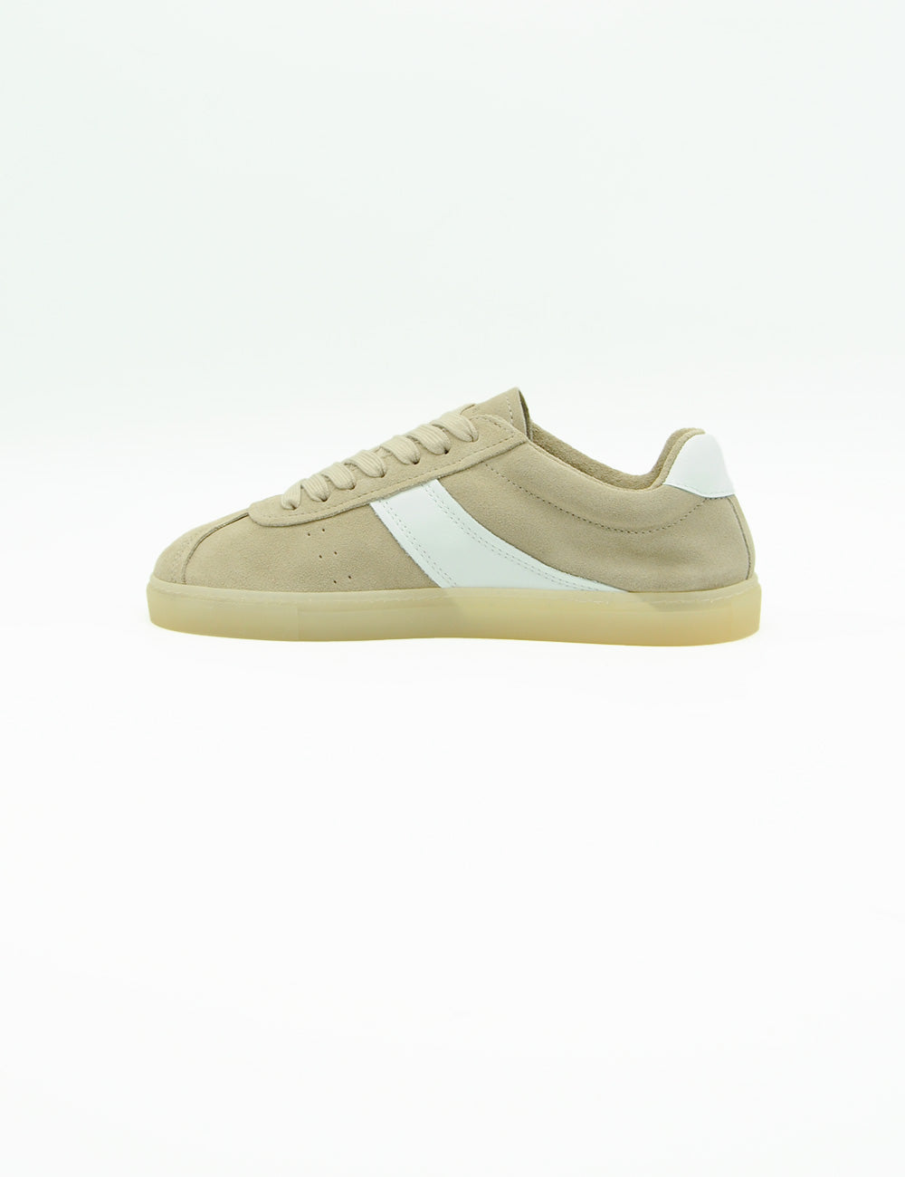 Sneaker Copenhagen in suede beige con striscia bianca e suola gommata