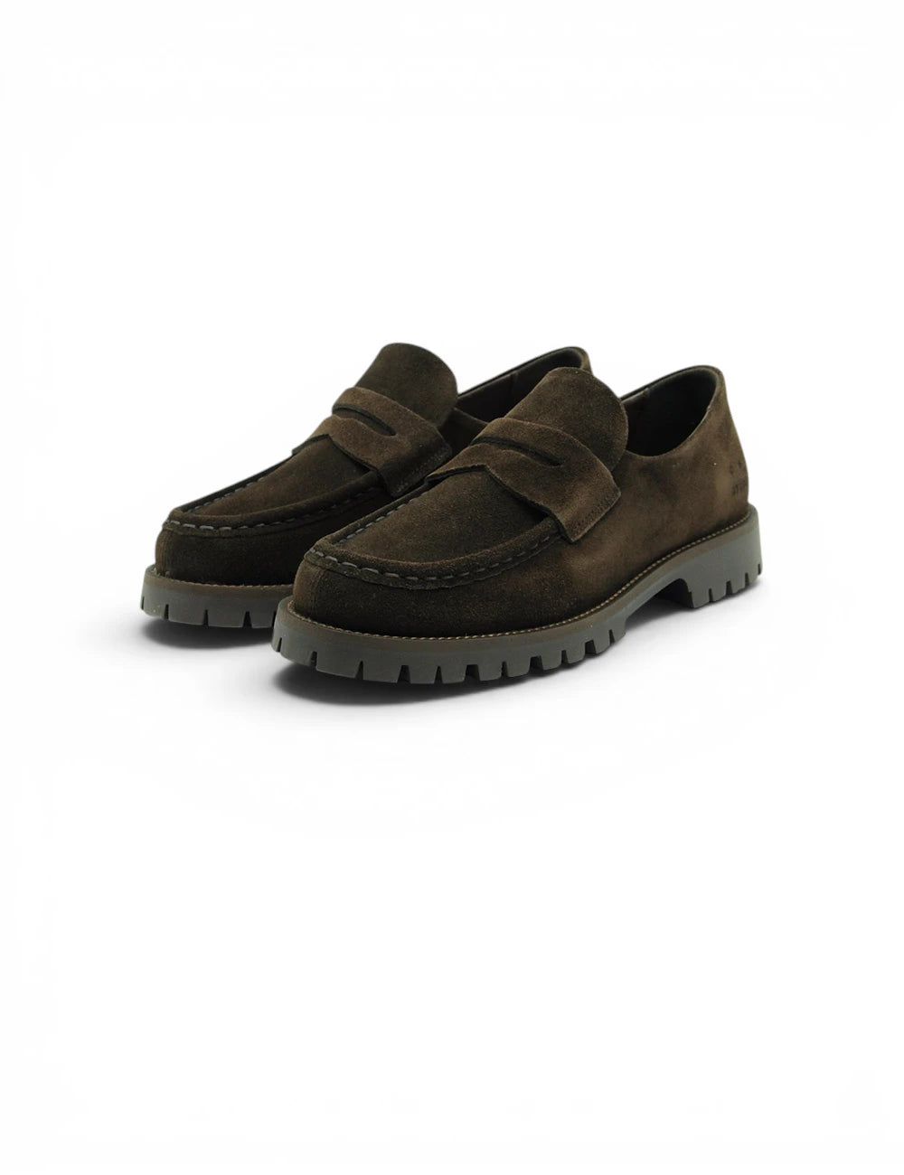 Mocassini copenhagen chocolate in camoscio marrone scuro con suola spessa e strutturata in gomma