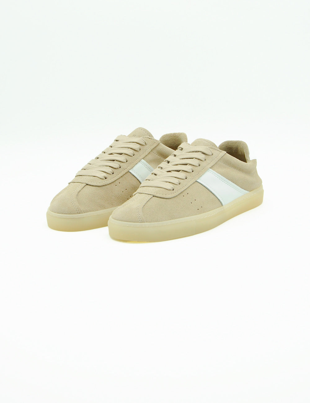 Sneaker Copenhagen in suede beige con striscia bianca e suola gomma